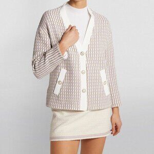 Maje Vido Lavender White Ecru Parme Tweed Jacket Cardigan 36 / S​​
